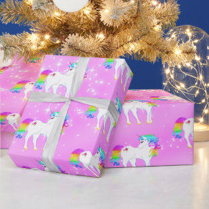 Unicorn Rainbow Paars Cute Cadeaupapier