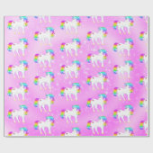 Unicorn Rainbow Paars Cute Cadeaupapier (Vlak)