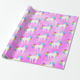 Unicorn Rainbow Paars Cute Cadeaupapier