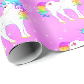 Unicorn Rainbow Paars Cute Cadeaupapier (Rol Hoek)
