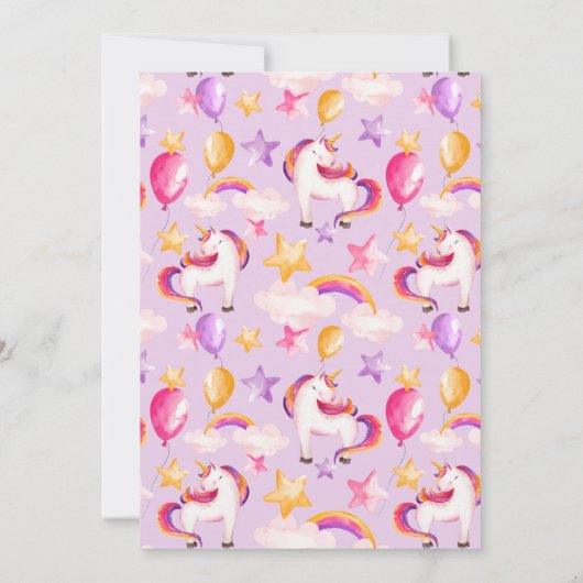 Unicorn Rainbow Paars Magical One 1st Birthday Kaart (Achterkant)