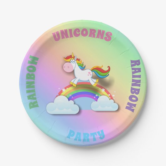 Unicorn Rainbow Party Bord (Voorkant)