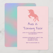 Unicorn Rainbow Pastel Birthday Uitnodiging (Voorkant / Achterkant)