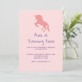 Unicorn Rainbow Pastel Birthday Uitnodiging (Staand voorkant)