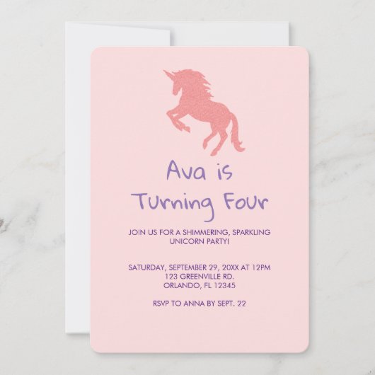 Unicorn Rainbow Pastel Birthday Uitnodiging (Voorkant)