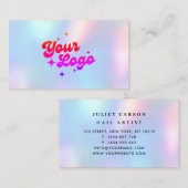 Unicorn Rainbow Pastel Holographic Logo Visitekaartje (Voorkant / Achterkant)
