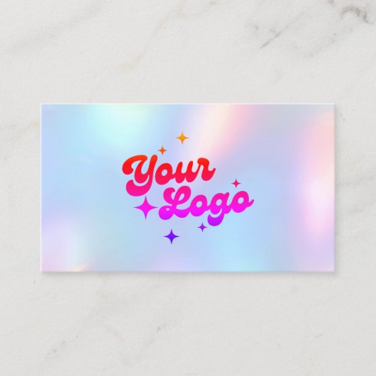 Unicorn Rainbow Pastel Holographic Logo Visitekaartje (Voorkant)