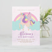 Unicorn Rainbow Personalized Birthday Kaart (Staand voorkant)