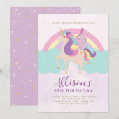 Unicorn Rainbow Personalized Birthday Kaart (Voorkant / Achterkant)