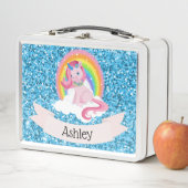 Unicorn & Rainbow Personalized Metal Lunch Box (In situ)