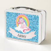 Unicorn & Rainbow Personalized Metal Lunch Box (Achterkant)