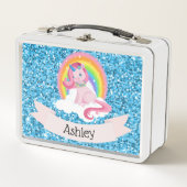 Unicorn & Rainbow Personalized Metal Lunch Box (Voorkant)