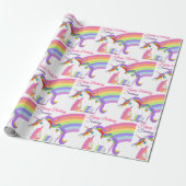Unicorn Rainbow Persoonlijke naam Kleine Meisjes Cadeaupapier (Uitgerold)