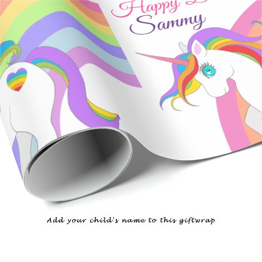 Unicorn Rainbow Persoonlijke naam Kleine Meisjes Cadeaupapier