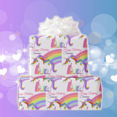 Unicorn Rainbow Persoonlijke naam Kleine Meisjes Cadeaupapier