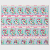 Unicorn Rainbow Persoonlijke naam & Leeftijd-meisj Cadeaupapier (Vlak)