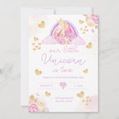 Unicorn Rainbow Pink Birthday Uitnodiging voor mei (Voorkant)