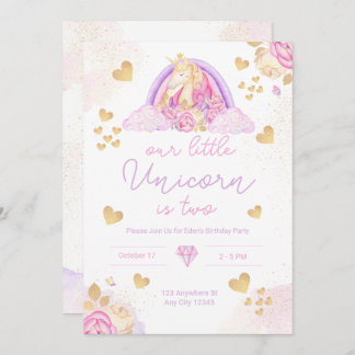 Unicorn Rainbow Pink Birthday Uitnodiging voor mei