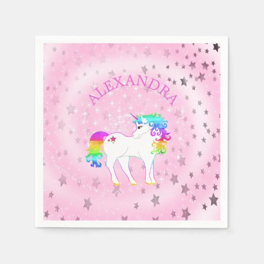 Unicorn Rainbow Pink Cute Birthday Servet (Voorkant)