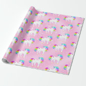 Unicorn Rainbow Pink Cute Cadeaupapier (Uitgerold)