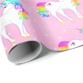 Unicorn Rainbow Pink Cute Cadeaupapier (Rol Hoek)