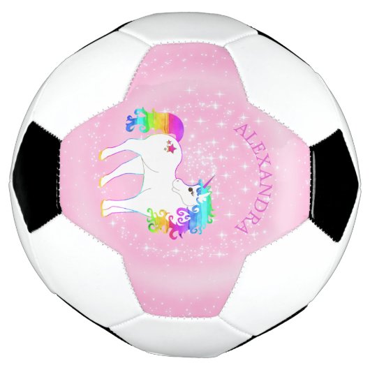 Unicorn Rainbow Pink Cute Personal Voetbal (Gedraaid)