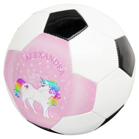 Unicorn Rainbow Pink Cute Personal Voetbal (Drie kwart)