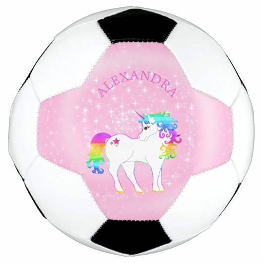 Unicorn Rainbow Pink Cute Personal Voetbal (Voorkant)