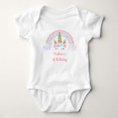 Unicorn Rainbow Pink Gold 1e verjaardag Romper (Voorkant)