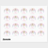 Unicorn Rainbow Pink Gold Birthday Ronde Sticker (Vel)