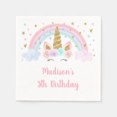 Unicorn Rainbow Pink Gold Birthday Servet (Voorkant)