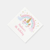 Unicorn Rainbow Pink Gold Birthday Servet (Hoek)