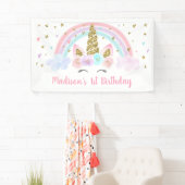 Unicorn Rainbow Pink Gold Birthday Spandoek (Insitu)