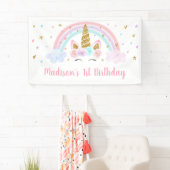 Unicorn Rainbow Pink Gold Birthday Spandoek (Insitu)
