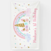 Unicorn Rainbow Pink Gold Birthday Spandoek (Verticaal)