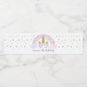 Unicorn Rainbow Pink Gold Birthday Waterfles Etiket (Enkel label)