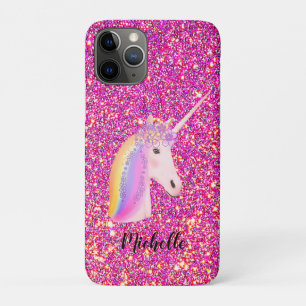 Unicorn Rainbow Pink Gold Glitter Sparkle Custom Case-Mate iPhone Case
