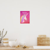 Unicorn Rainbow Pink Gold Glitter Sparkle Girls Poster (Keuken)