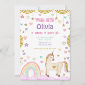 Unicorn Rainbow Pink Gold Sparthday Kaart (Voorkant)