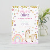 Unicorn Rainbow Pink Gold Sparthday Kaart (Staand voorkant)