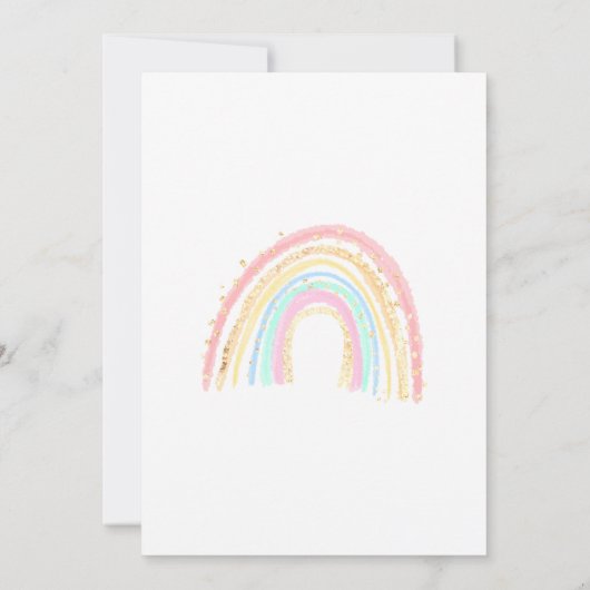 Unicorn Rainbow Pink Gold Sparthday Kaart (Achterkant)