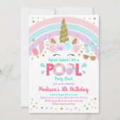 Unicorn Rainbow Pool Birthday Kaart (Voorkant)