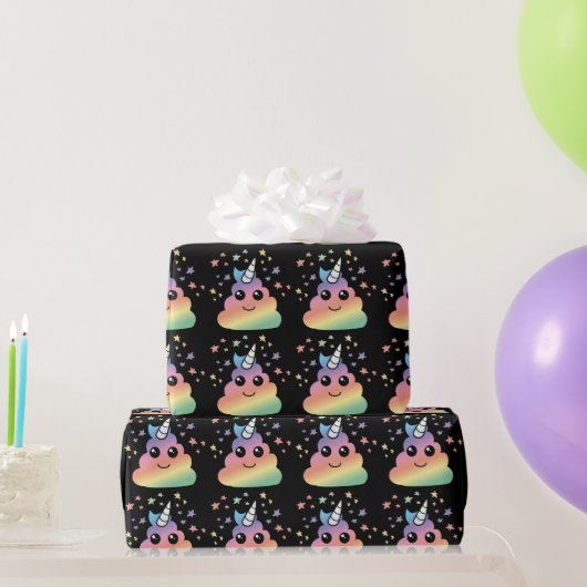 Unicorn Rainbow Poop Emoji Kawaii Cadeaupapier (Feestgeschenken)