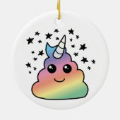 Unicorn Rainbow Poop Emoji Kawaii Keramisch Ornament (Achterkant)