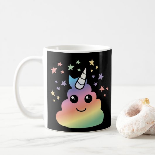 Unicorn Rainbow Poop Emoji Kawaii Koffiemok (Met donut)