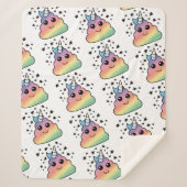Unicorn Rainbow Poop Emoji Kawaii Sherpa Deken (Voorkant)