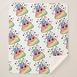 Unicorn Rainbow Poop Emoji Kawaii Sherpa Deken