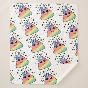 Unicorn Rainbow Poop Emoji Kawaii Sherpa Deken