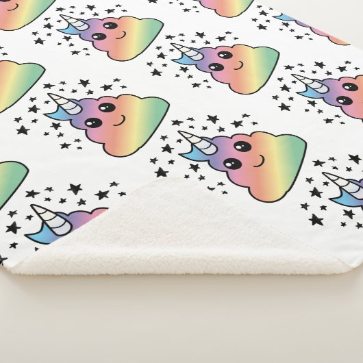 Unicorn Rainbow Poop Emoji Kawaii Sherpa Deken (3/4)