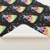 Unicorn Rainbow Poop Emoji Kawaii Sherpa Deken (3/4)